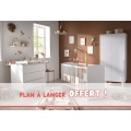 Chambre bébé 3 pièces Milann, Lit bébé 120x60, Commode à langer et armoire 2 portes - Milann + plan à langer offert !