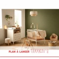 Chambre bébé 2 pièces Angèle, Lit bébé 60x120 à barreaux et Commode à langer 2 tiroirs + plan à langer offert !