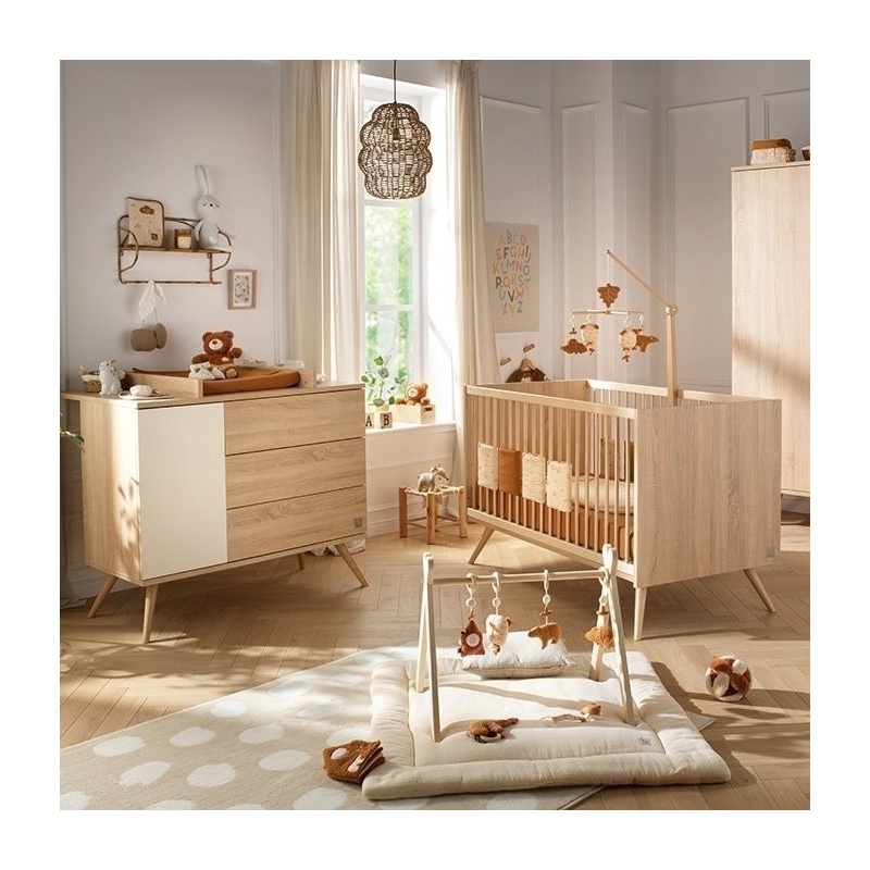 Duo bed 140x70 + Seventies Vanilla chest of drawers  + Free changing table included!