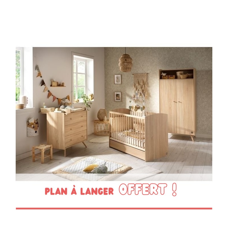 Trio bed 120x60 + chest of drawers + Access Bois wardrobe  + Free changing table included!