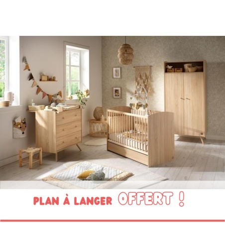 Trio Bett 120x60 + Kommode + Schrank Access Holz  + Wickelaufsatz gratis inklusive!