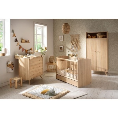 Trio Bett 120x60 + Kommode + Schrank Access Holz  + Wickelaufsatz gratis inklusive!