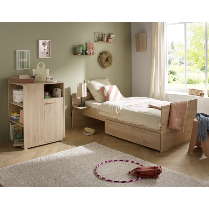 Lit bébé combiné 60x120 évolutif en 90x190 décor bois hêtre