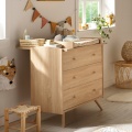 Trio Baby Room Set: Convertible 70x140 baby crib, 3-drawer dresser, and 2-door wardrobe