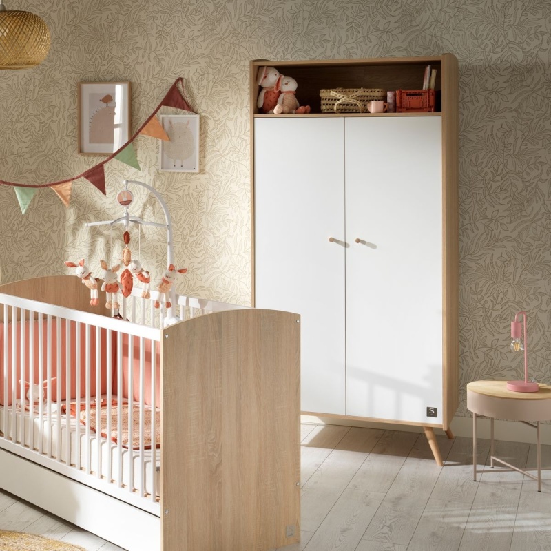 Chambre bébé trio: Lit bébé 70x140 évolutif, commode + armoire + plan à langer offert !