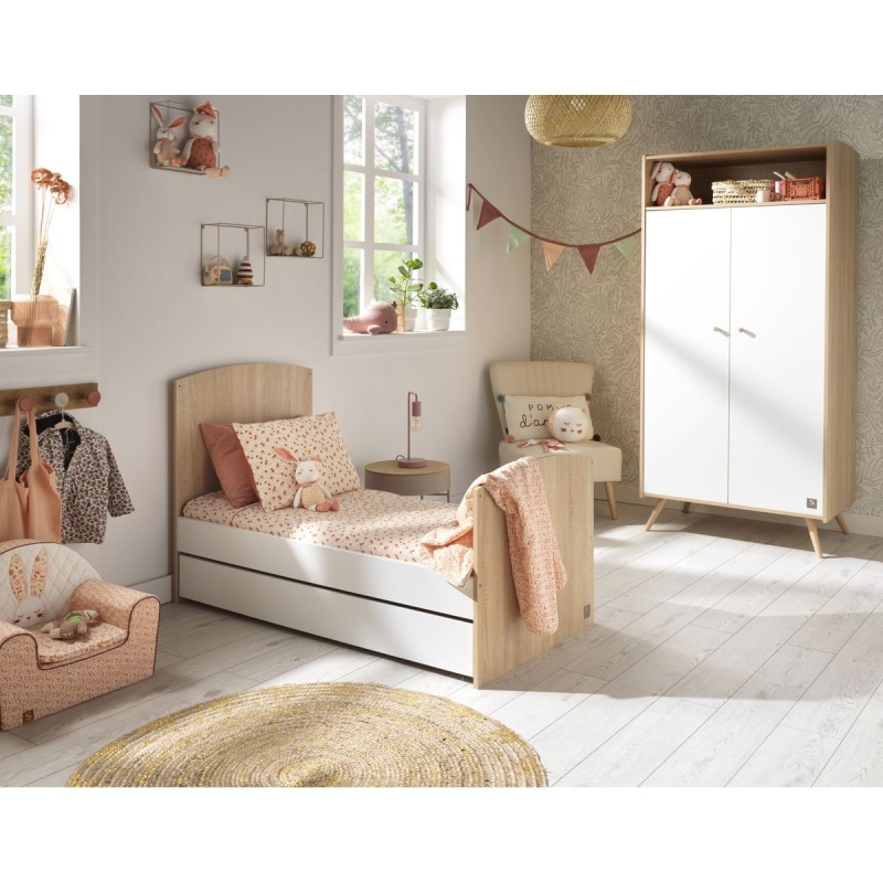 Chambre bébé trio: Lit bébé 70x140 évolutif, commode + armoire + plan à langer offert !