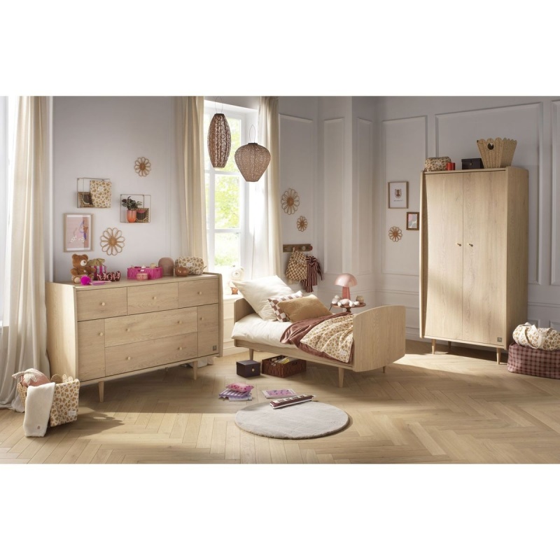 Conjunto de dormitorio infantil evolutivo «My Love»: cama de 140 x 70 evolutiva, cómoda XXL y armario