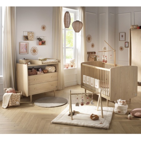 Chambre bébé duo évolutive My Love, Lit 140x70 évolutif et Commode à langer 2 tiroirs + plan à langer offert !
