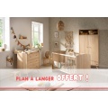 Chambre bébé trio: Lit bébé 70x140 évolutif, commode à langer 3 tiroirs et armoire 2 portes + plan à langer offert !